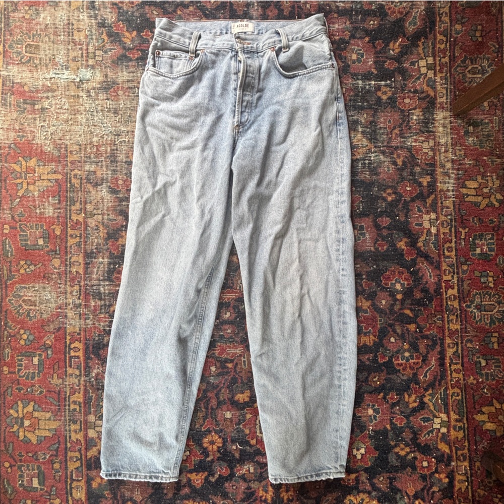Agolde Tapered Light Gray High Rise Jeans